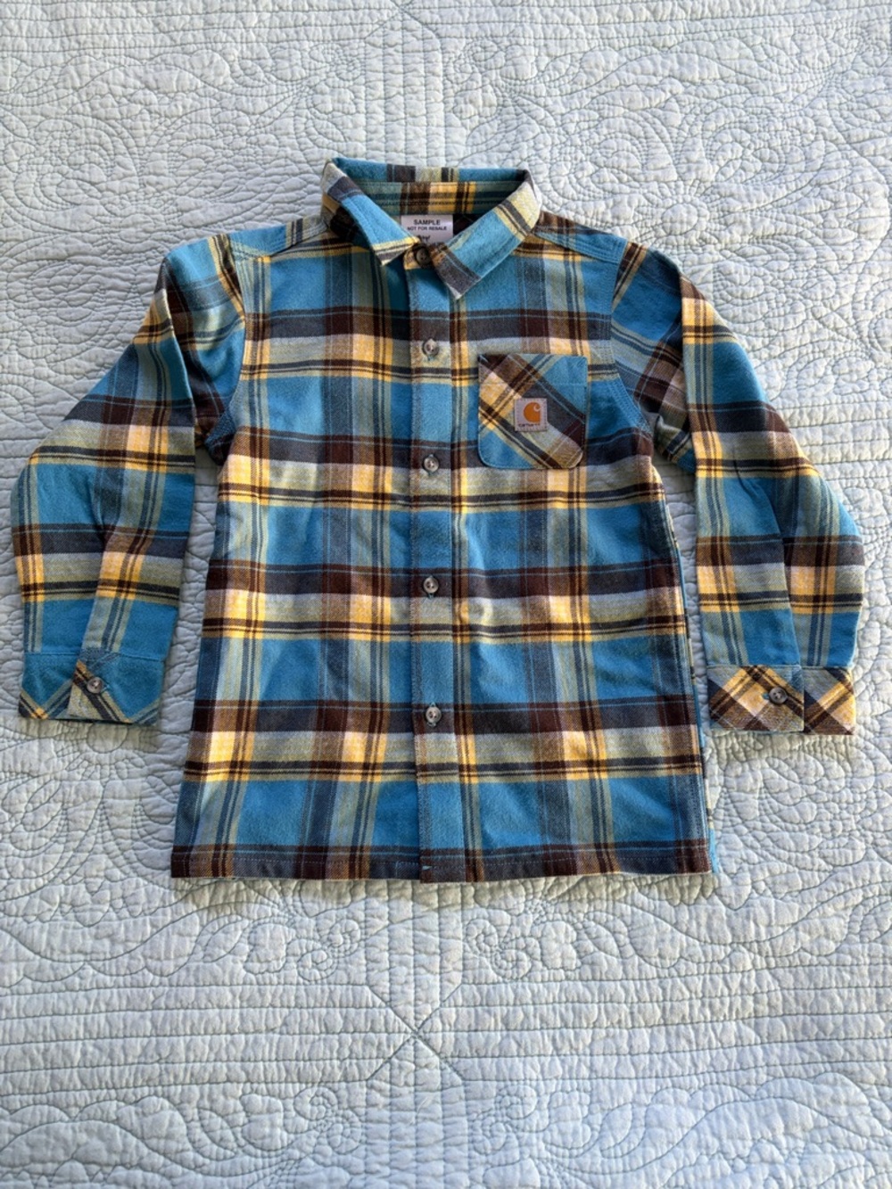 Carhartt Blue, Brown & Yellow Plaid Button-Down Shirt